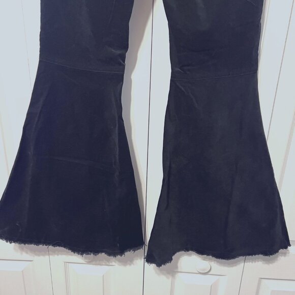 Forever 21-XLarge Velvety Distressed Hippie Fringed High Waisted Jeans/Pants - Picture 9 of 15